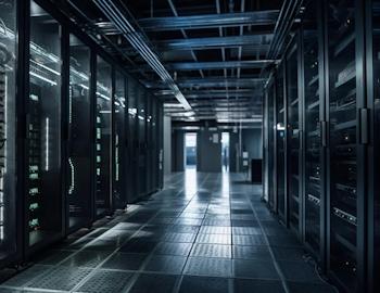 Foto van de binnenkant van een datacenter